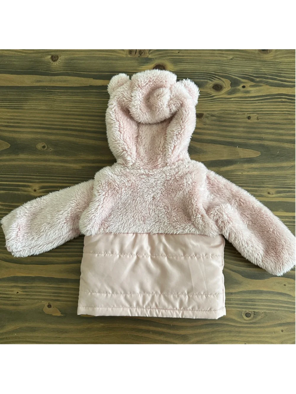 Carter’s Baby Puffer Jacket 3M Pink Bear Ear Hood Faux Fur Coat